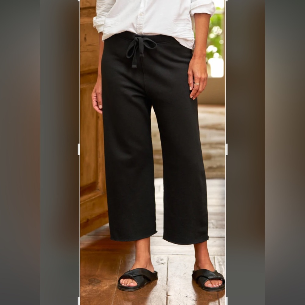 Frank & Eileen Black Catherine Favorite Wide Leg Cropped Sweatpants Sz M